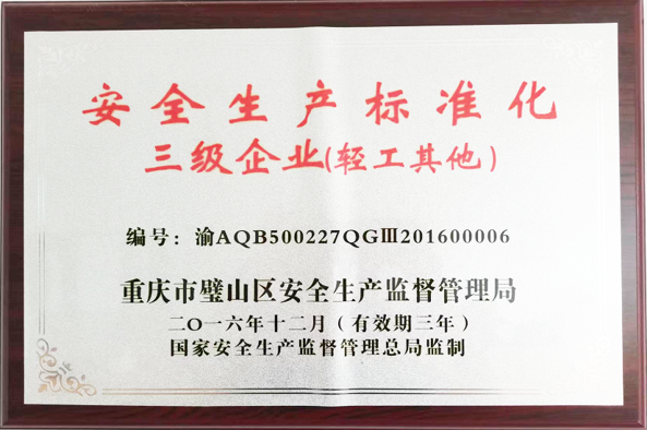 安全生產(chǎn)標(biāo)準(zhǔn)化（三級(jí)）證書(shū)